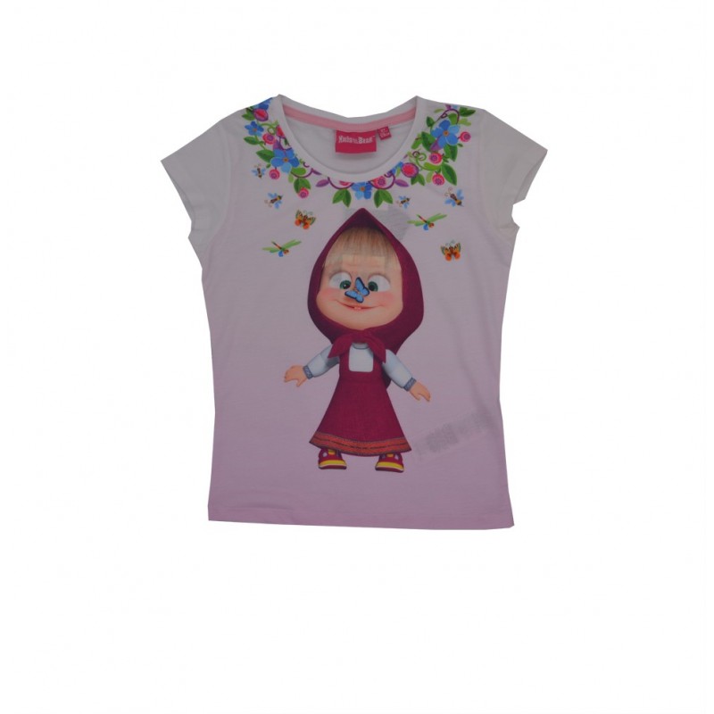 Παιδικό T-shirt Masha and the Bear λευκό-Ροζ 380240-04