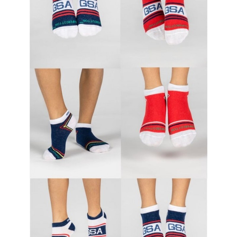 GSA SUPERCOTTON KIDS Ultralight Low Cut Socks / 6Pack Λευκό/Κόκκινο-Μπλε 831904-50