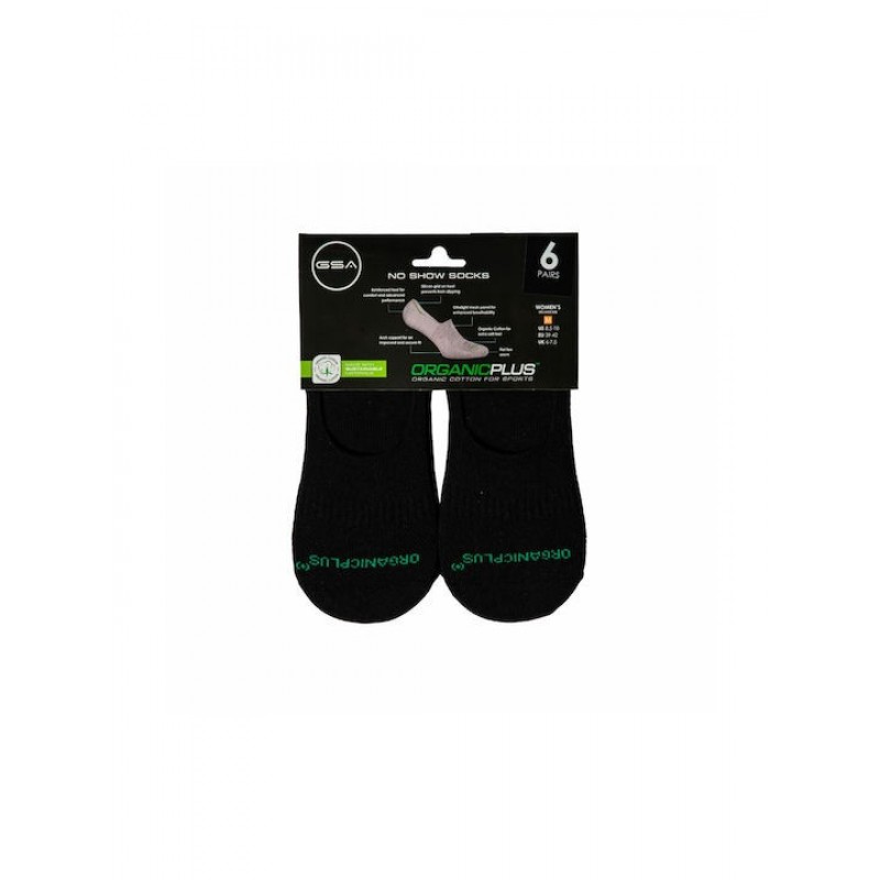 GSA Organic Plus[+] No Show Ultralight Socks Γυναικείες Αθλητικές Κάλτσες, 6ζευγάρια Μαύρες 8219103-51