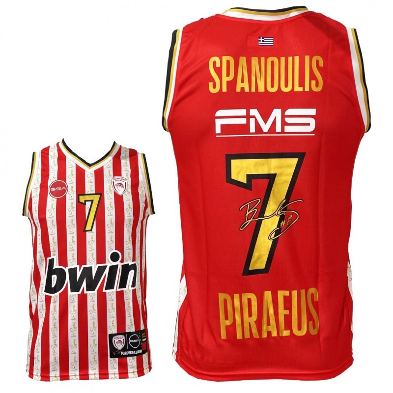 GSA Ανδρική Εμφάνισης Μπάσκετ Ολυμπιακός Limited Edition Spanoulis Κόκκινο/Άσπρο Jersey 1747140