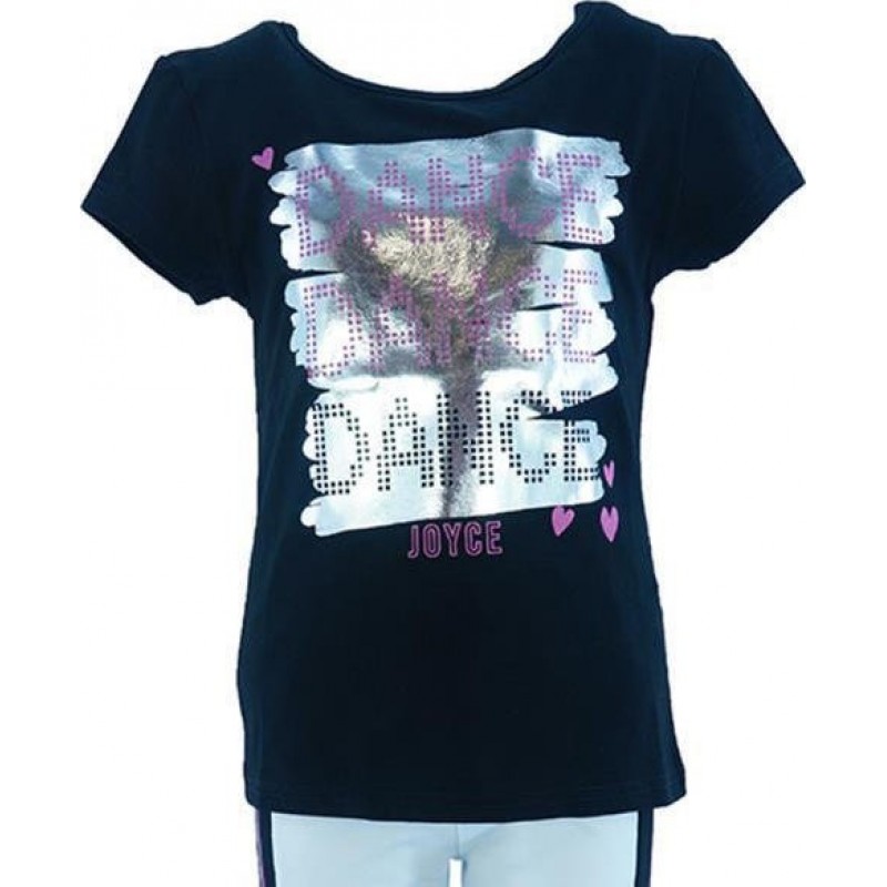 Παιδικό σετ παντελόνι/t-shirt Joyce λευκό/μαύρο για κορίτσι 201307-1