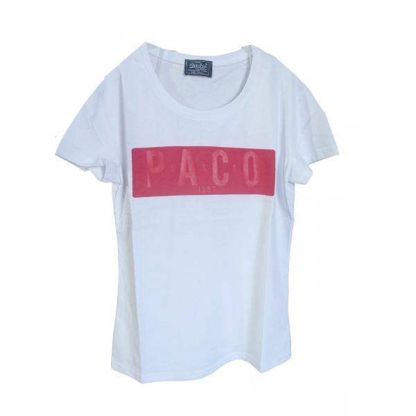 Paco & Co Γυναικείο T-shirt Λευκό με Στάμπα 13408-04