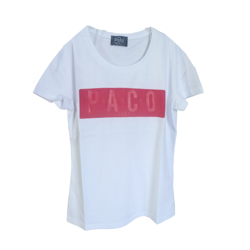 Paco & Co Γυναικείο T-shirt Λευκό με Στάμπα 13408-04