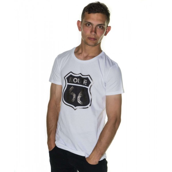 Paco & Co Men's T-shirt Route 66 White 85139-01