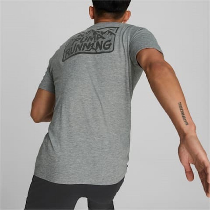 Run Graphic Short Sleeve Training Tee Men Μπλουζάκι Κοντομάνικο Γκρί 522501 03