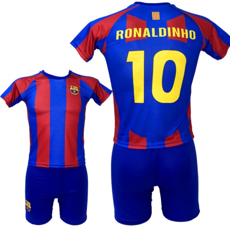 Παιδικό Σετ ποδοσφαίρου Barcelona Ronaldinho Retro Μπλε/Κόκκινο 2024-24