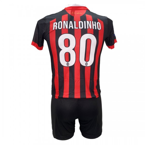 Παιδικό Σετ ποδοσφαίρου Milan Ronaldinho Retro Κόκκινο/Μαύρο 2024-11