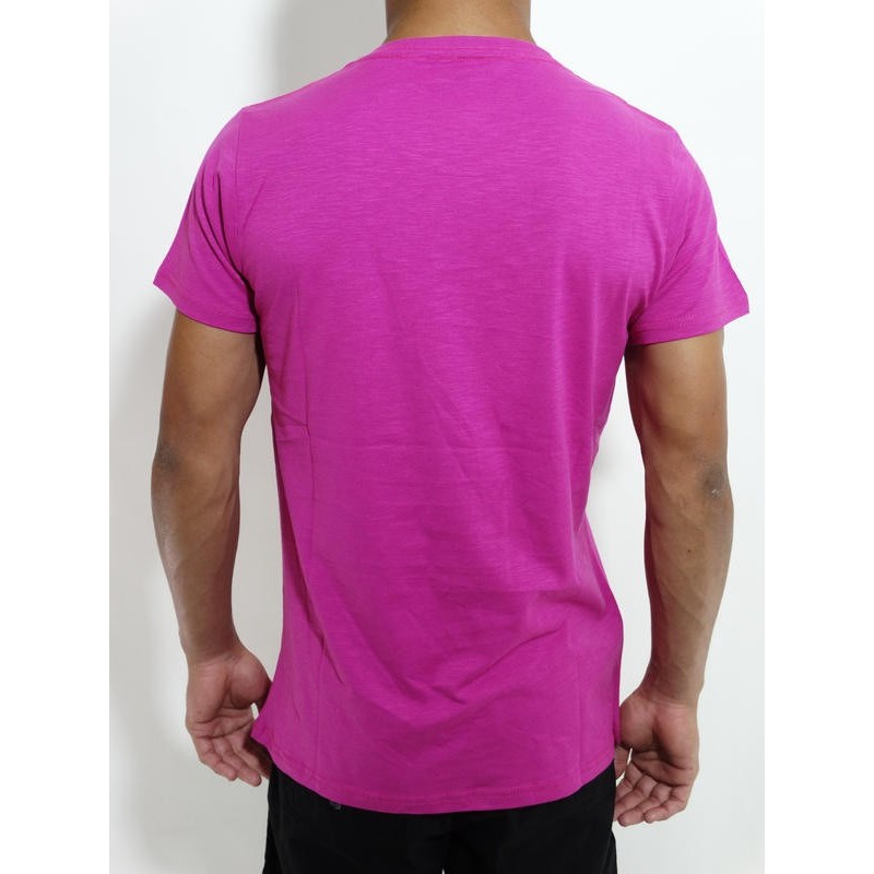 SLUB TEES WITH POCKET FOUCHIA