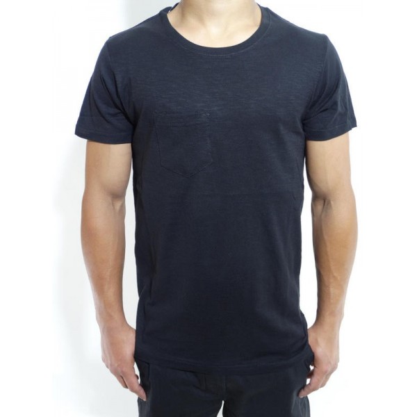 SLUB TEES WITH POCKET JET BLACK